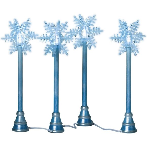Department 56 Village Accessories Snowflake Light Poles Set Of 4 Battery Operate - Picture 2 of 2